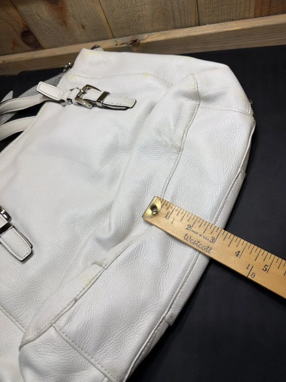 Michael Kors White Pebble Leather Large Satchel Crossbody Shoulder Bag Womens